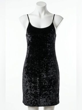 Victoria's Secret Black Crushed Velvet Mini Slip Dress 90s Y2K Grunge Size XS